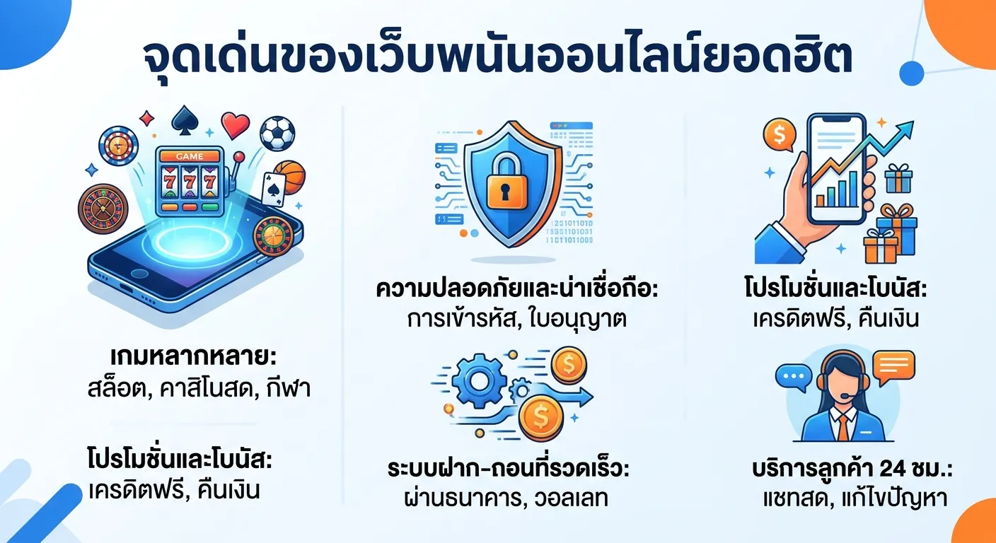 จุดเด่นของเว็บพนันออนไลน์ยอดฮิต